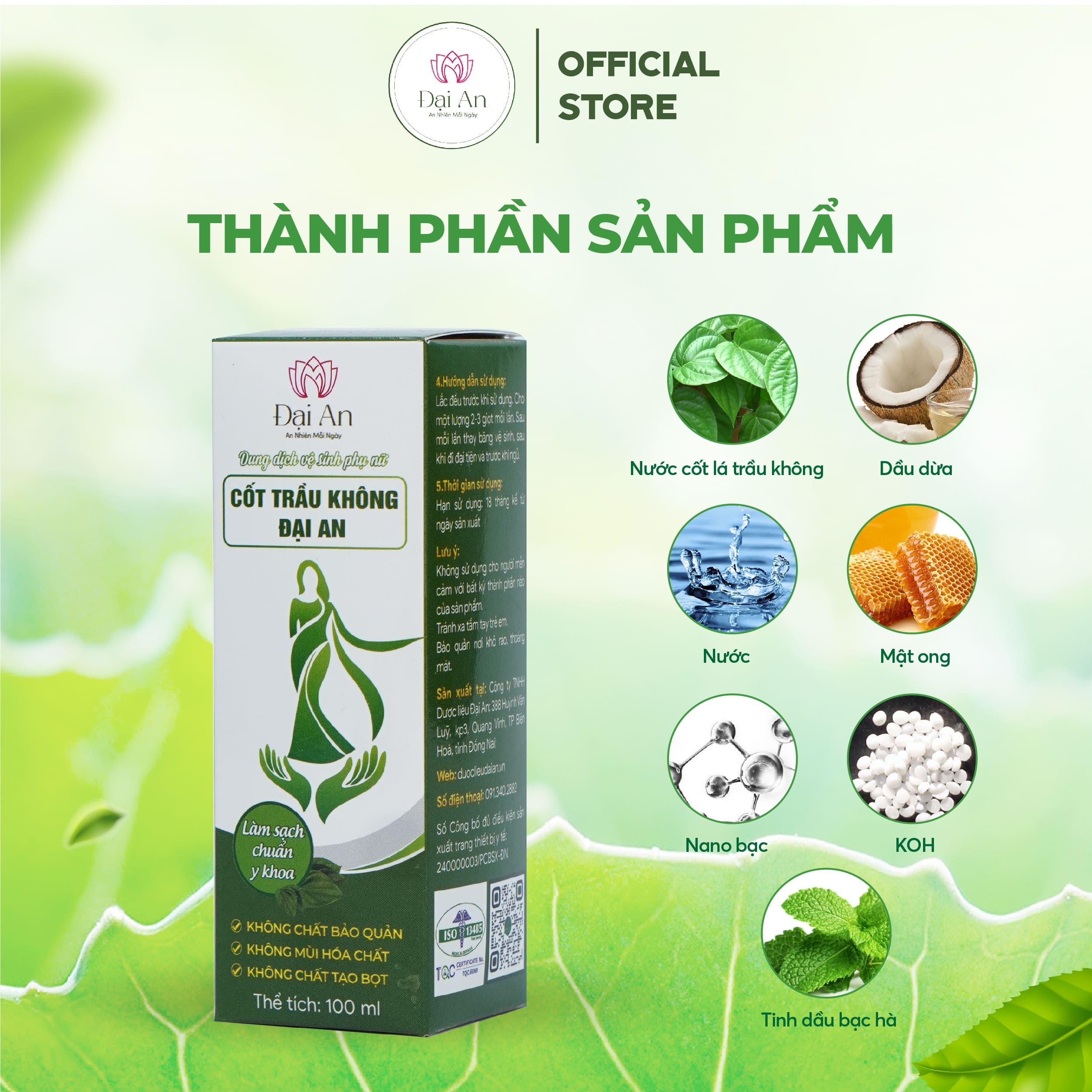 Dung dịch vệ sinh phụ nữ CỐT TRẦU KHÔNG ĐẠI AN