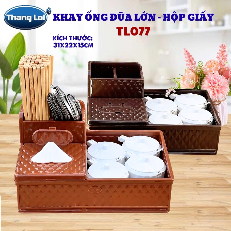 Khay Đựng Đũa Muỗng Nhà Hàng Quán Ăn Kèm Hộp Giấy Và Khay Đựng Gia Vị Size Lớn TL077