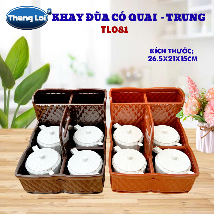 Khay Đựng Đũa Muỗng Nhà Hàng Quán Ăn Có Quai Kèm Khay Gia Vị Size Trung TL081