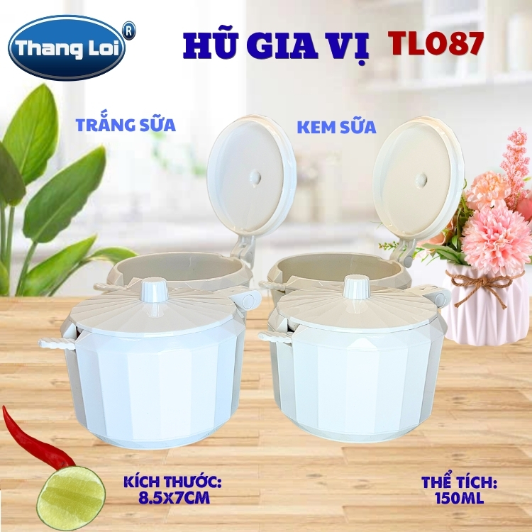 Hũ Đựng Gia Vị Có Muỗng 150ml Thắng Lợi TL-087 Nhựa PC Cao Cấp, Có Nắp Đậy - TL087