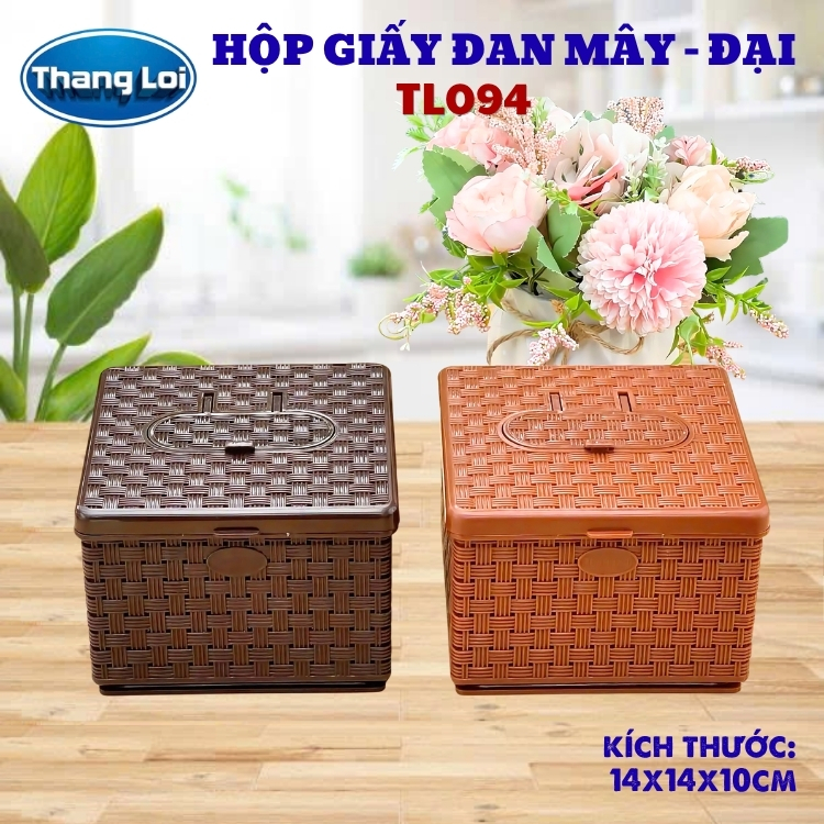 Hộp Đựng Khăn Giấy Vuông Nhựa PP Chính Phẩm Thắng Lợi – Size Đại 14x14x10cm- TL094