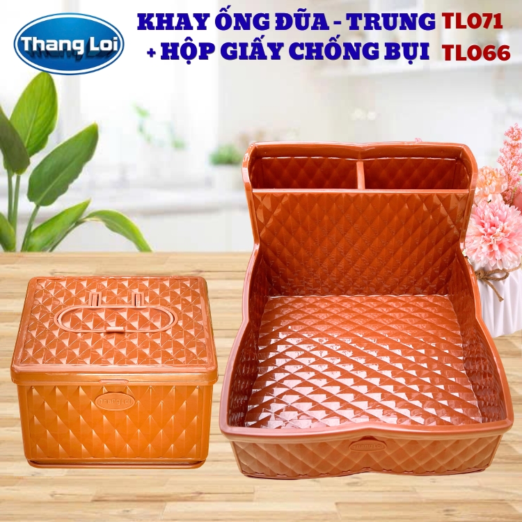 Combo khay đựng đũa nhà hàng quán ăn kèm hộp giấy - Size Trung