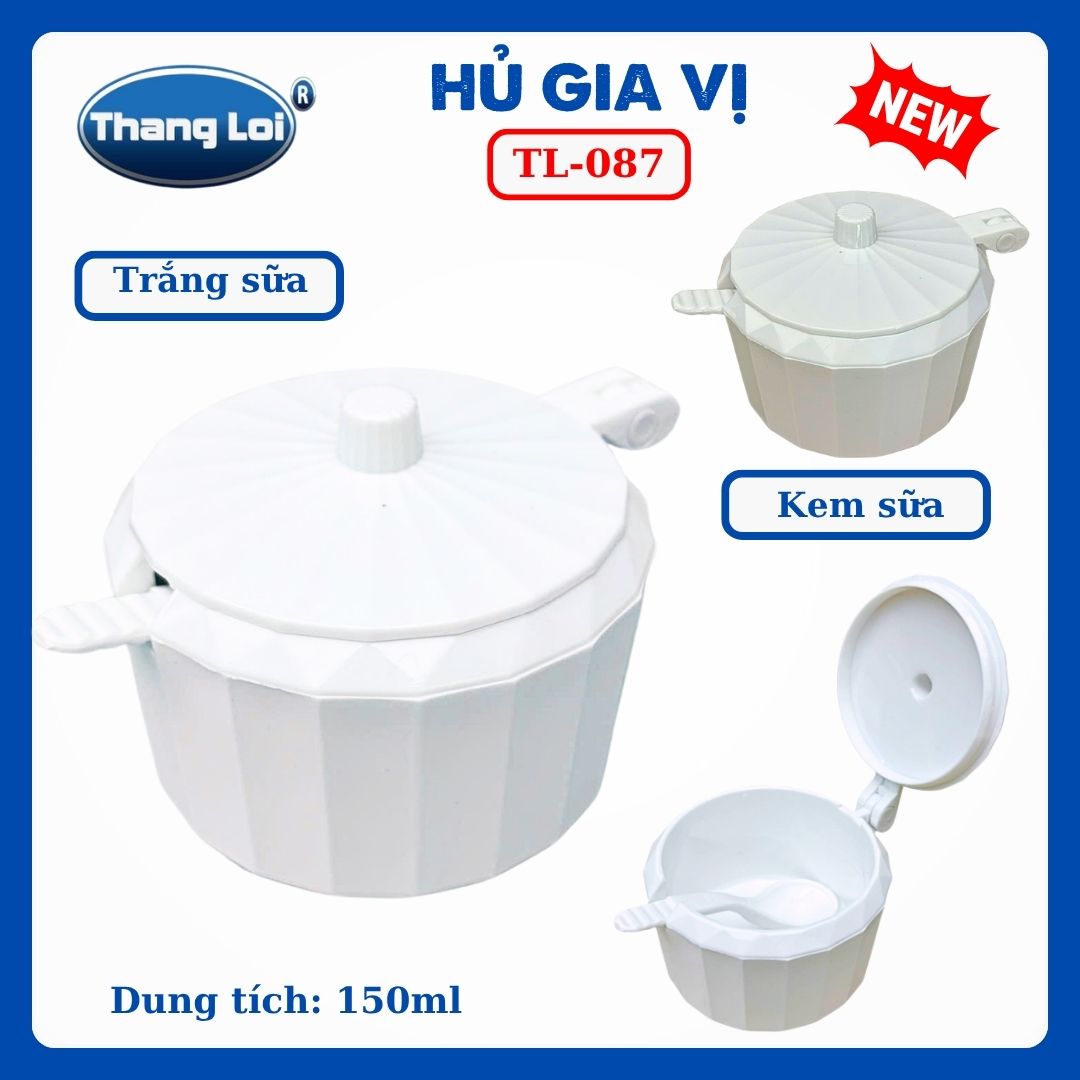 Hũ Đựng Gia Vị Có Muỗng 150ml Thắng Lợi TL-087 Nhựa PC Cao Cấp, Có Nắp Đậy - TL087
