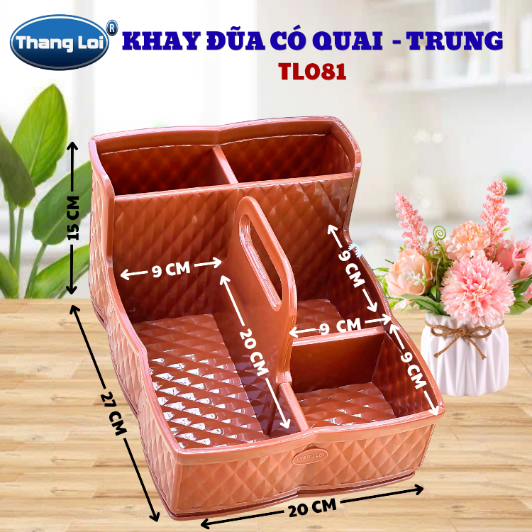 Khay Đựng Đũa Muỗng Nhà Hàng Quán Ăn Có Quai Kèm Khay Gia Vị Size Trung TL081