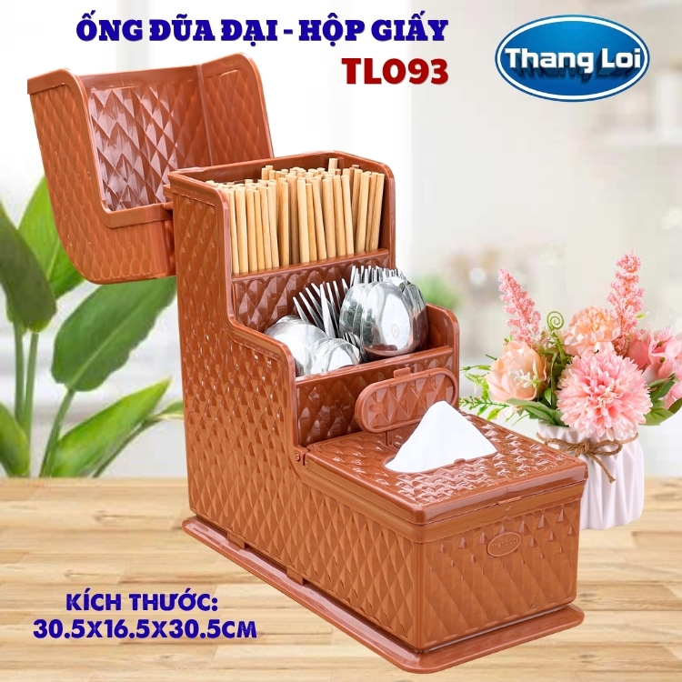 Ống Đũa Đại Kèm Hộp Giấy Ăn Thắng Lợi TL-093 Nhựa Cao Cấp, Hộp Đựng Đũa Có Nắp Để Bàn Ăn