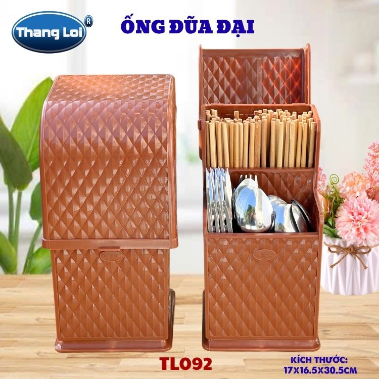 Ống Đũa Đại TL-092 Có Nắp Đậy Thắng Lợi, Kệ Đựng Đũa Muỗng Nĩa Cho Nhà Hàng Quán Ăn Quán Phở