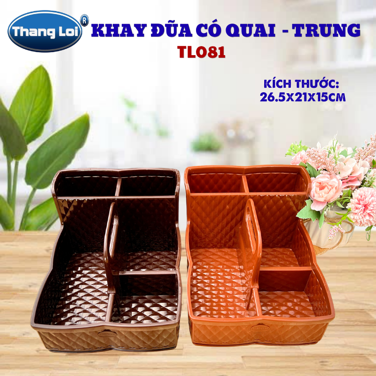 Khay Đựng Đũa Muỗng Nhà Hàng Quán Ăn Có Quai Kèm Khay Gia Vị Size Trung TL081