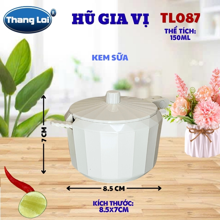 Hũ Đựng Gia Vị Có Muỗng 150ml Thắng Lợi TL-087 Nhựa PC Cao Cấp, Có Nắp Đậy - TL087