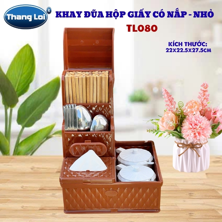 Khay Đựng Đũa Muỗng Nhà Hàng Quán Ăn Có Nắp Chống Bụi Size Nhỏ TL080