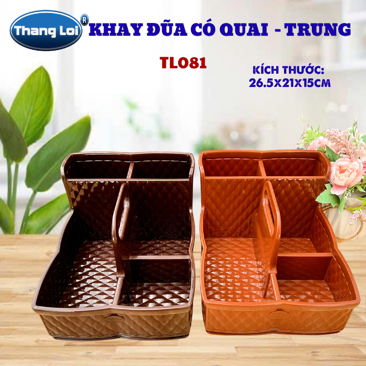 Khay Đựng Đũa Muỗng Nhà Hàng Quán Ăn Có Quai Kèm Khay Gia Vị Size Trung TL081