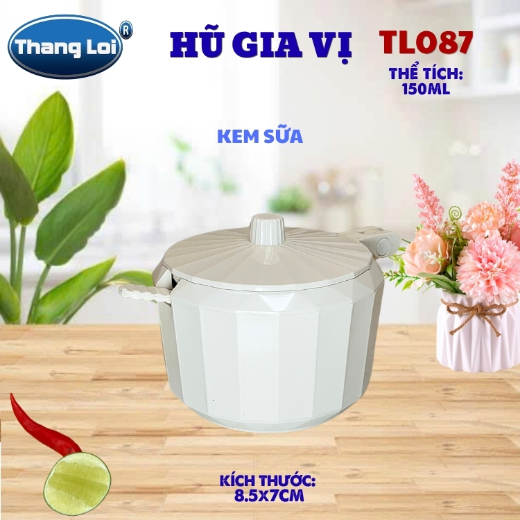 Hũ Đựng Gia Vị Có Muỗng 150ml Thắng Lợi TL-087 Nhựa PC Cao Cấp, Có Nắp Đậy - TL087