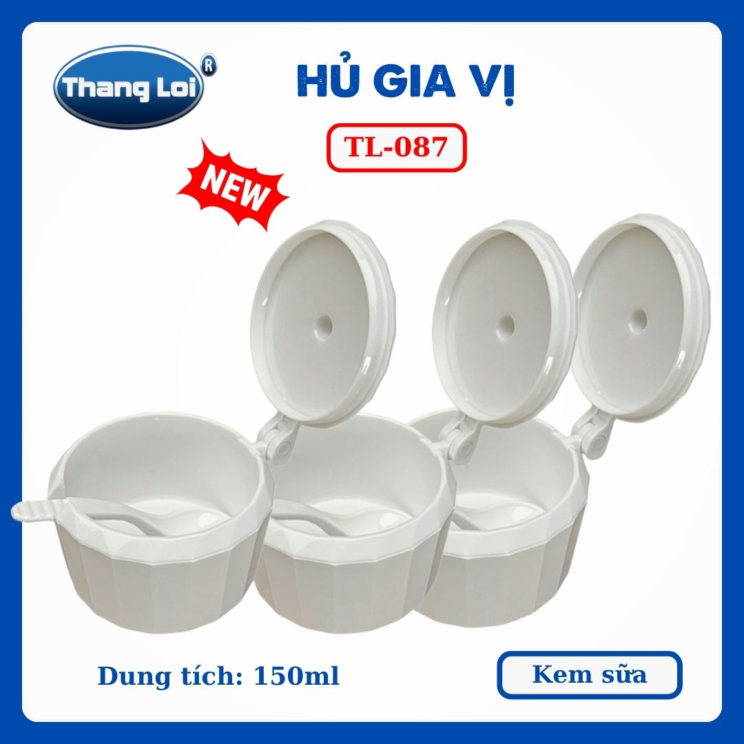 Hũ Đựng Gia Vị Có Muỗng 150ml Thắng Lợi TL-087 Nhựa PC Cao Cấp, Có Nắp Đậy - TL087