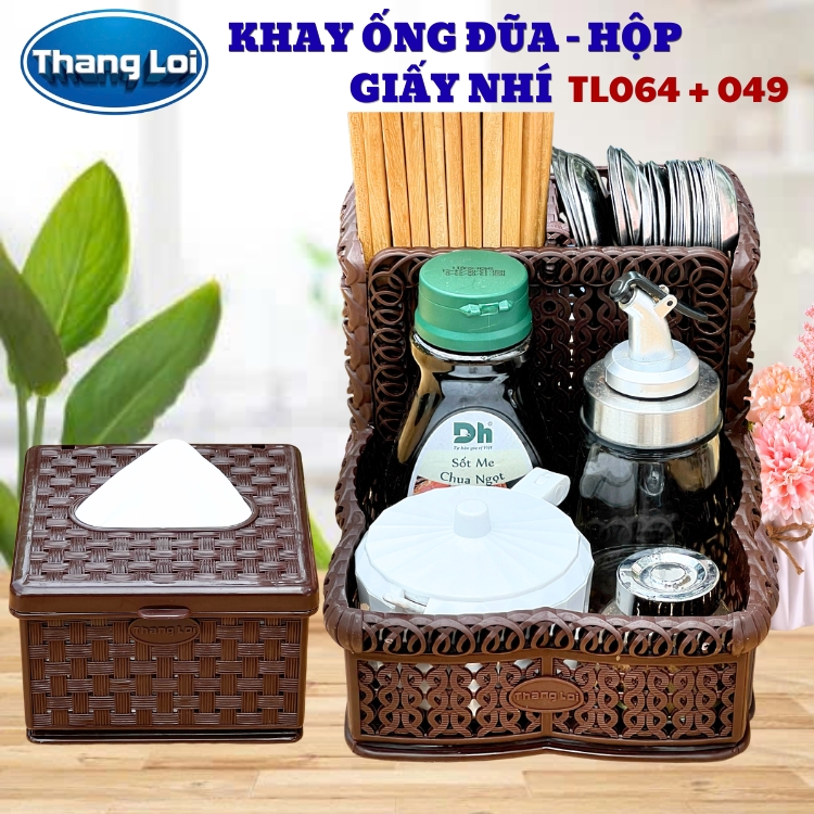 Combo khay đựng đũa nhà hàng quán ăn kèm hộp giấy TL064 - Size Nhí