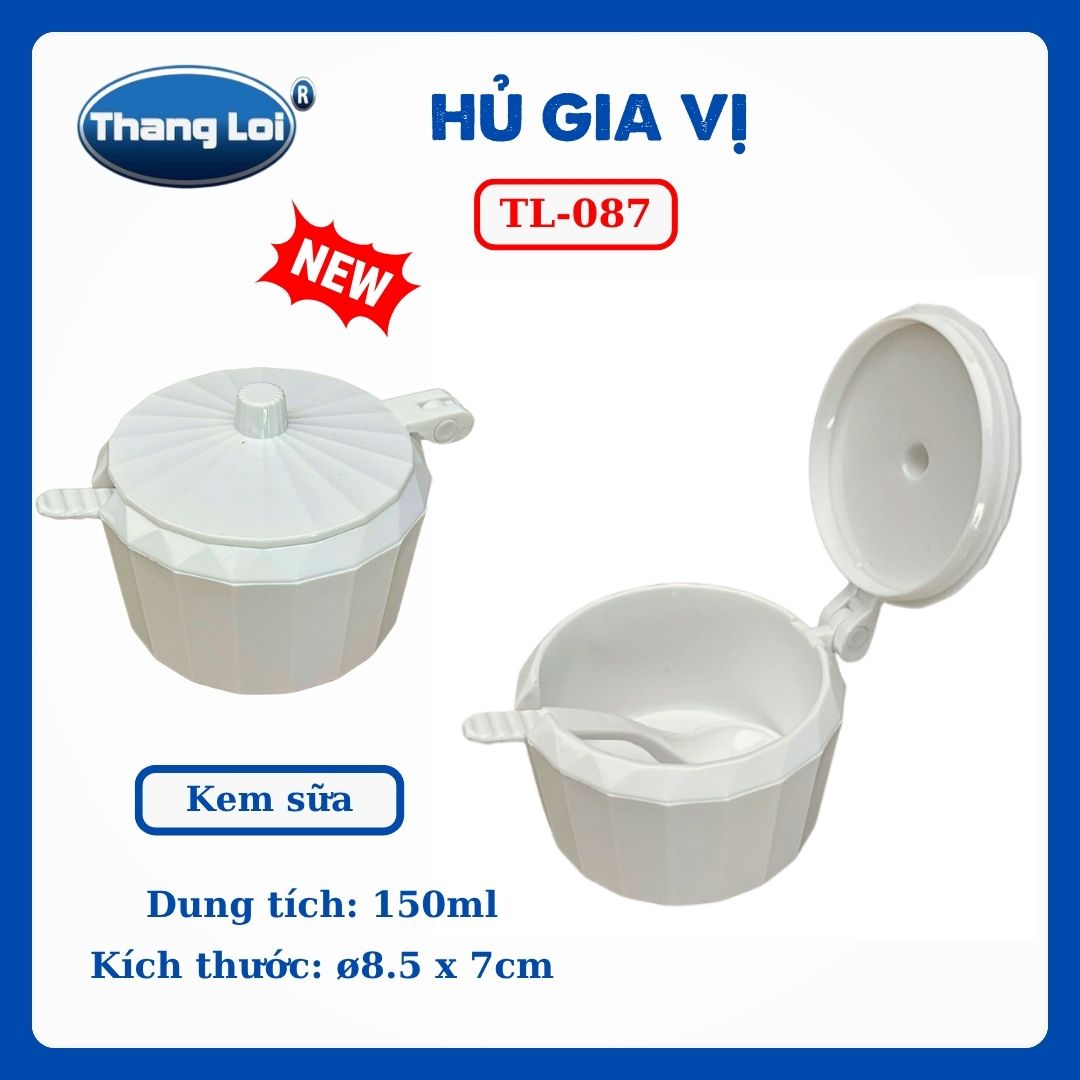 Hũ Đựng Gia Vị Có Muỗng 150ml Thắng Lợi TL-087 Nhựa PC Cao Cấp, Có Nắp Đậy - TL087