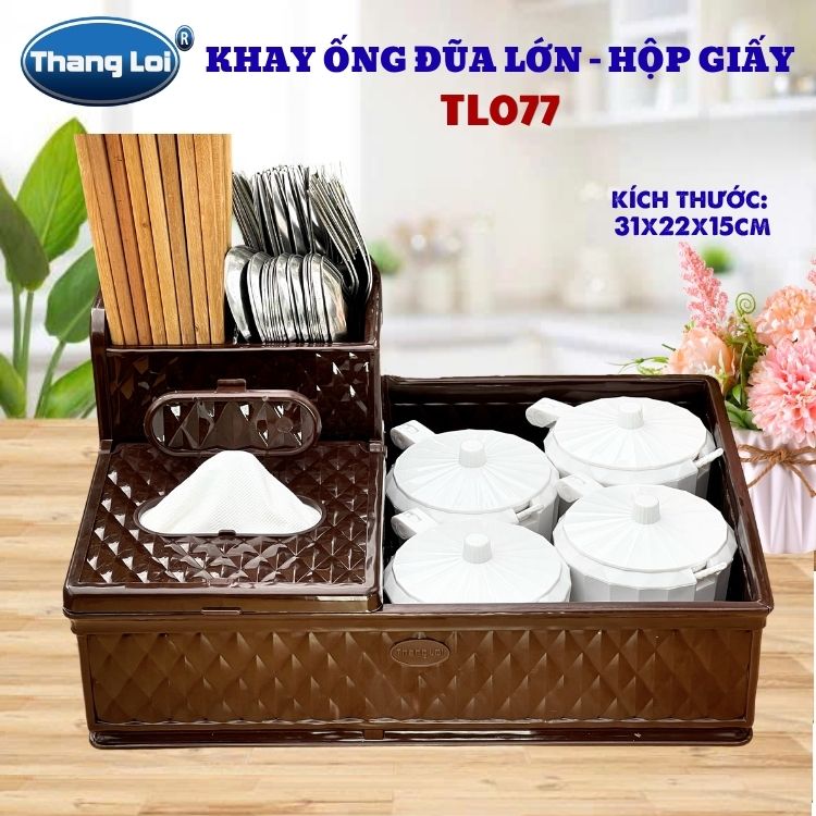 Khay Đựng Đũa Muỗng Nhà Hàng Quán Ăn Kèm Hộp Giấy Và Khay Đựng Gia Vị Size Lớn TL077