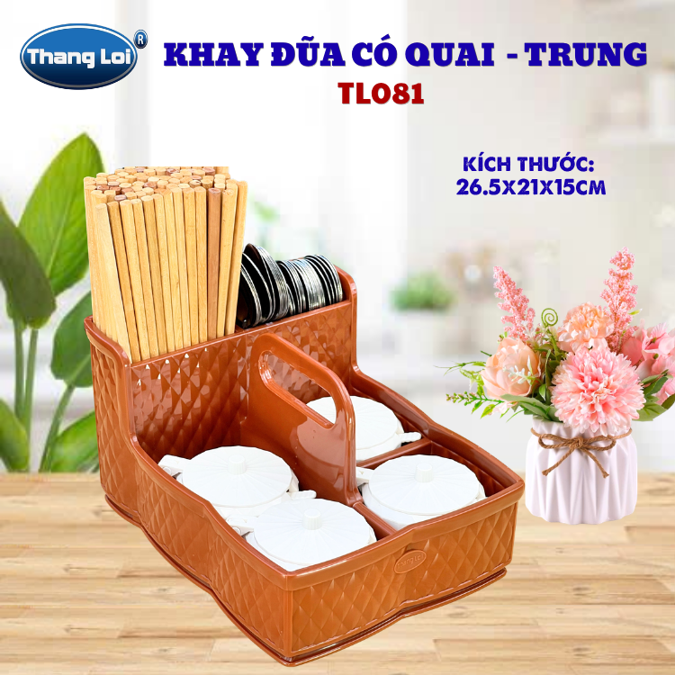 Khay Đựng Đũa Muỗng Nhà Hàng Quán Ăn Có Quai Kèm Khay Gia Vị Size Trung TL081