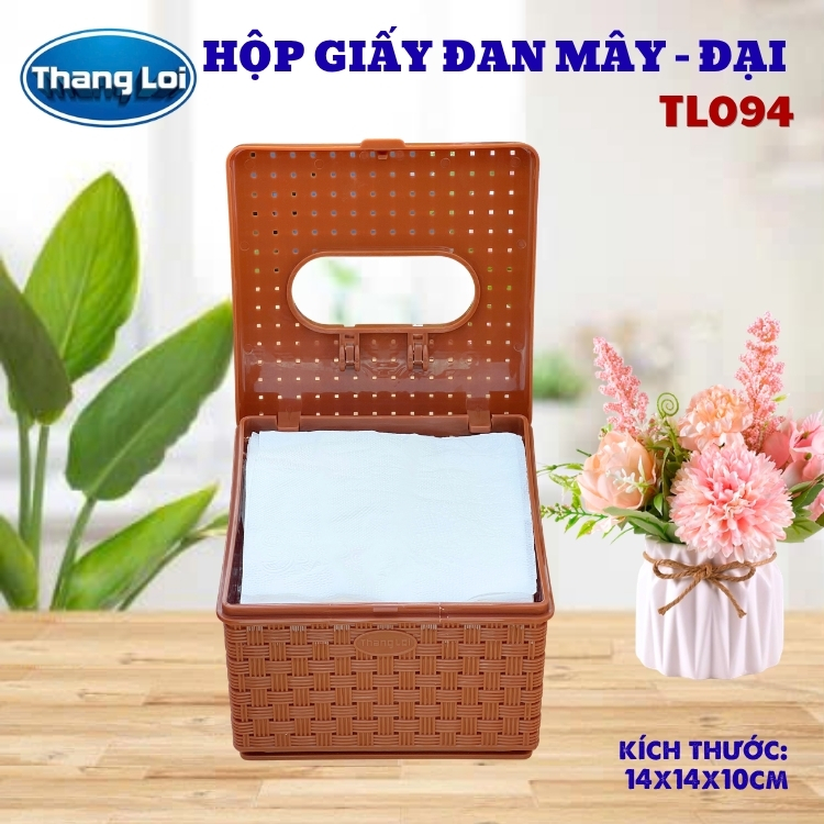 Hộp Đựng Khăn Giấy Vuông Nhựa PP Chính Phẩm Thắng Lợi – Size Đại 14x14x10cm- TL094
