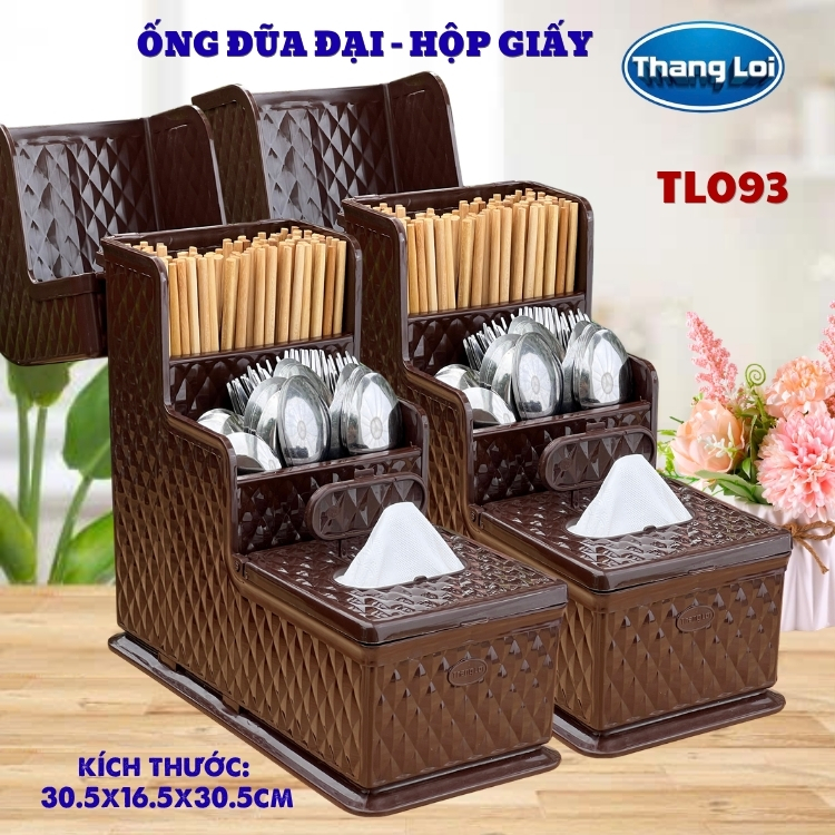 Ống Đũa Đại Kèm Hộp Giấy Ăn Thắng Lợi TL-093 Nhựa Cao Cấp, Hộp Đựng Đũa Có Nắp Để Bàn Ăn