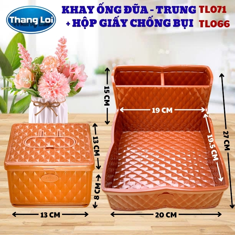 Combo khay đựng đũa nhà hàng quán ăn kèm hộp giấy - Size Trung