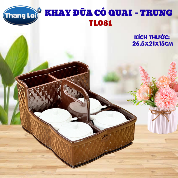 Khay Đựng Đũa Muỗng Nhà Hàng Quán Ăn Có Quai Kèm Khay Gia Vị Size Trung TL081