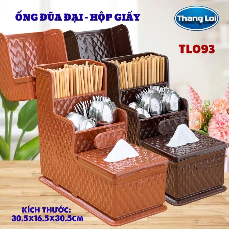Ống Đũa Đại Kèm Hộp Giấy Ăn Thắng Lợi TL-093 Nhựa Cao Cấp, Hộp Đựng Đũa Có Nắp Để Bàn Ăn
