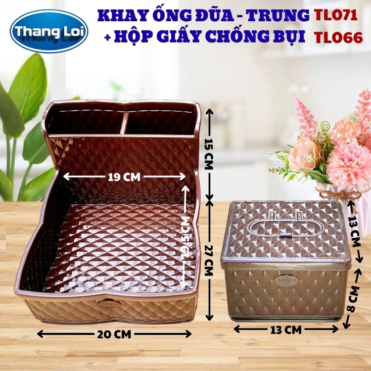 Combo khay đựng đũa nhà hàng quán ăn kèm hộp giấy - Size Trung