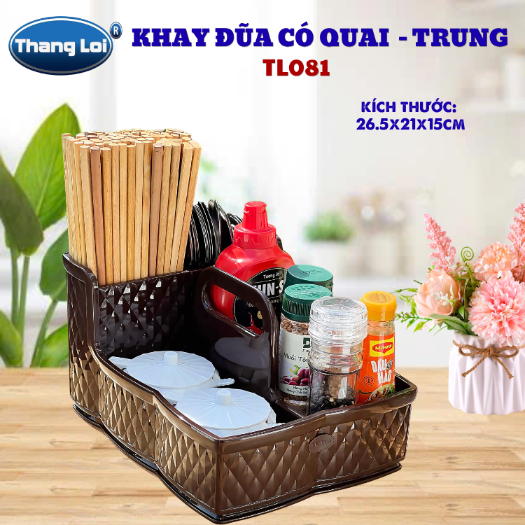 Khay Đựng Đũa Muỗng Nhà Hàng Quán Ăn Có Quai Kèm Khay Gia Vị Size Trung TL081