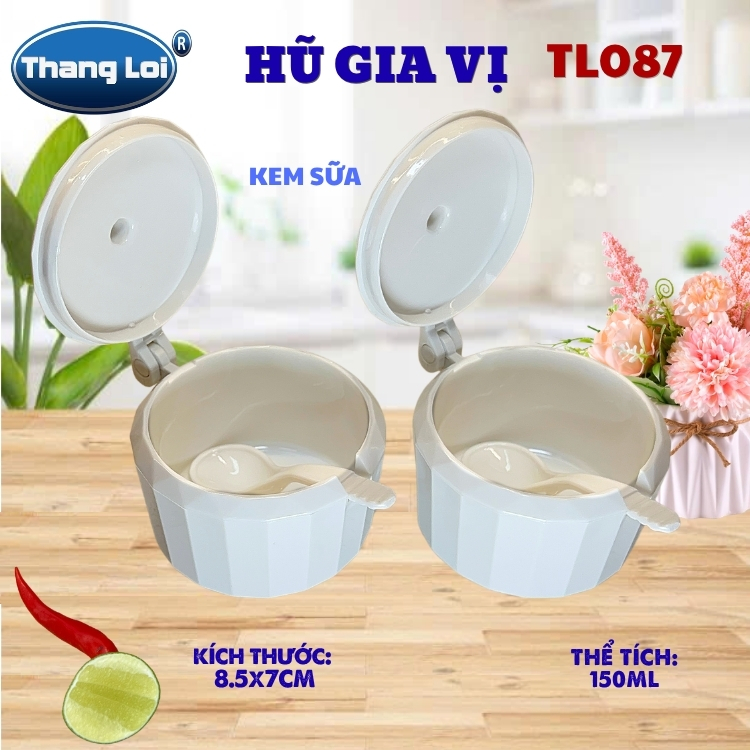 Hũ Đựng Gia Vị Có Muỗng 150ml Thắng Lợi TL-087 Nhựa PC Cao Cấp, Có Nắp Đậy - TL087