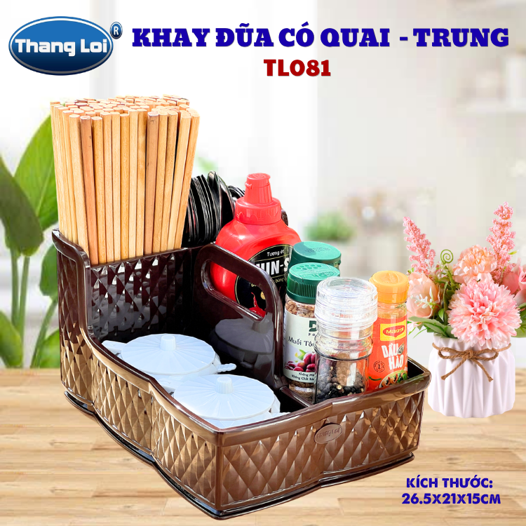 Khay Đựng Đũa Muỗng Nhà Hàng Quán Ăn Có Quai Kèm Khay Gia Vị Size Trung TL081
