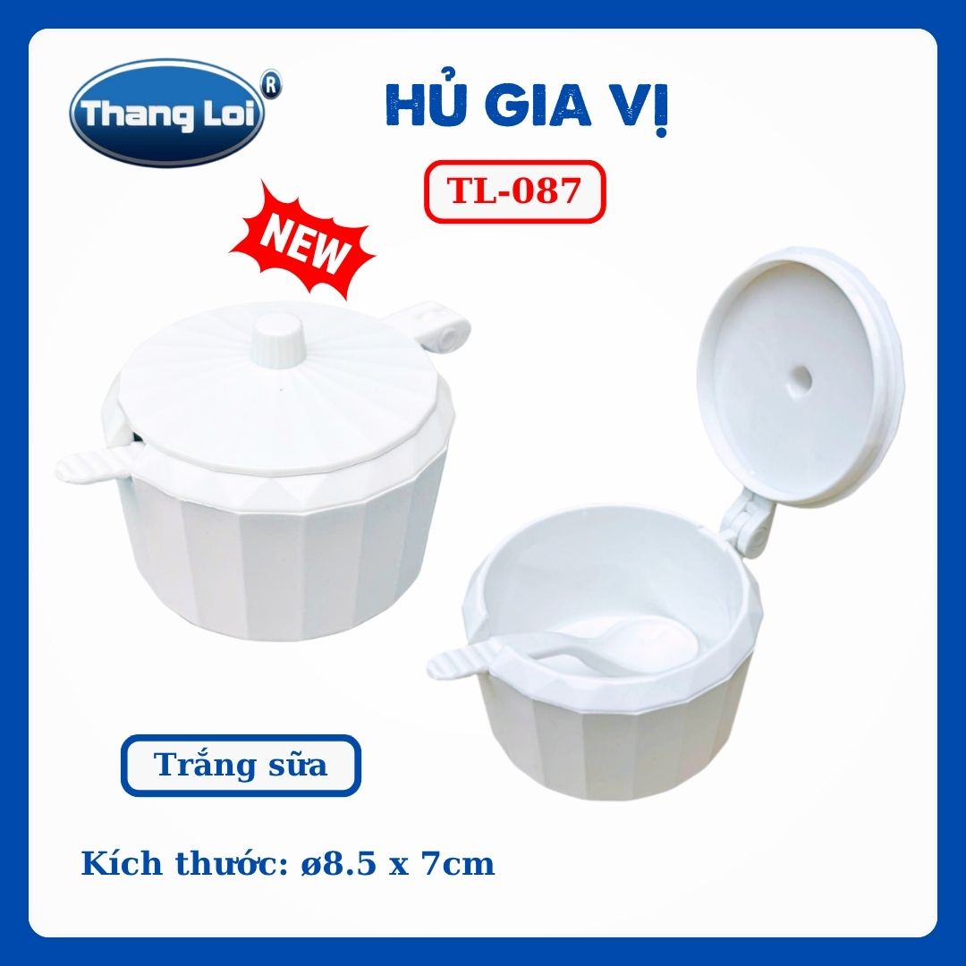 Hũ Đựng Gia Vị Có Muỗng 150ml Thắng Lợi TL-087 Nhựa PC Cao Cấp, Có Nắp Đậy - TL087