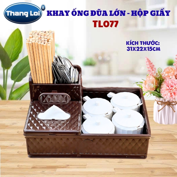 Khay Đựng Đũa Muỗng Nhà Hàng Quán Ăn Kèm Hộp Giấy Và Khay Đựng Gia Vị Size Lớn TL077