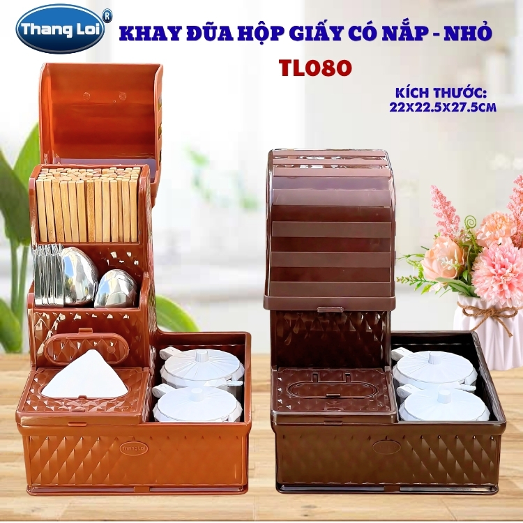 Khay Đựng Đũa Muỗng Nhà Hàng Quán Ăn Có Nắp Chống Bụi Size Nhỏ TL080