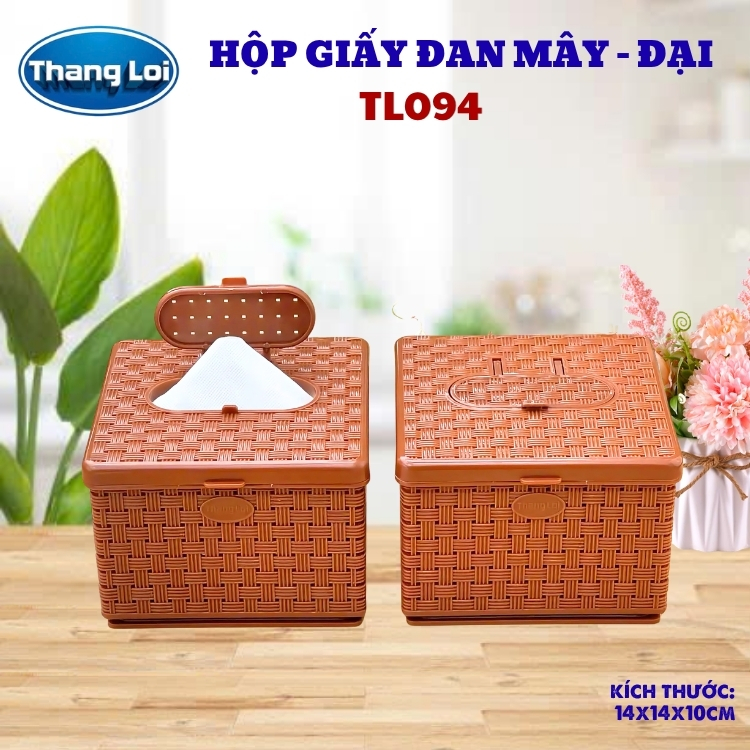 Hộp Đựng Khăn Giấy Vuông Nhựa PP Chính Phẩm Thắng Lợi – Size Đại 14x14x10cm- TL094