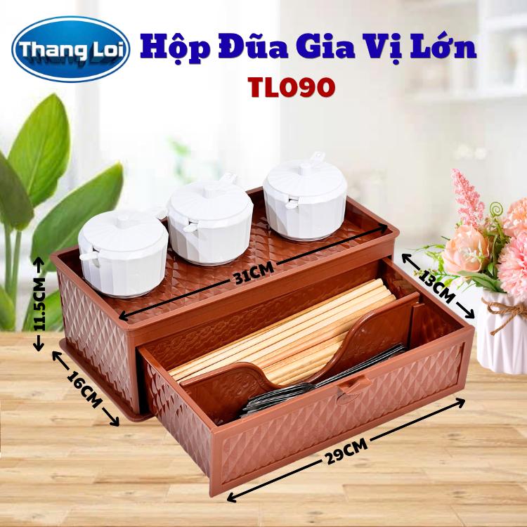 Hộp Đũa Gia Vị Lớn TL-090 Thắng Lợi, Khay Đựng Gia Vị Kèm Ngăn Đựng Đũa Muỗng Cho Nhà Hàng Quán Ăn