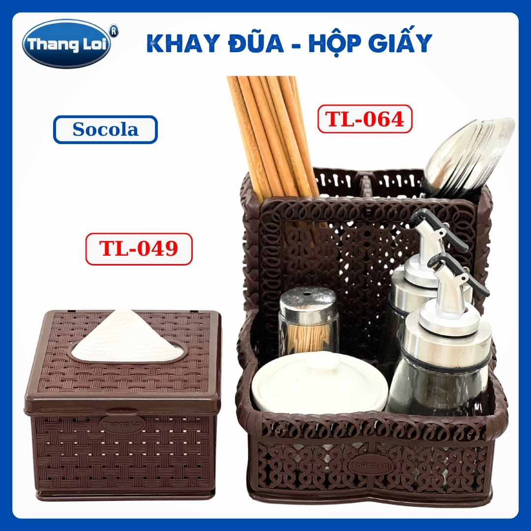 Combo khay đựng đũa nhà hàng quán ăn kèm hộp giấy TL064 - Size Nhí