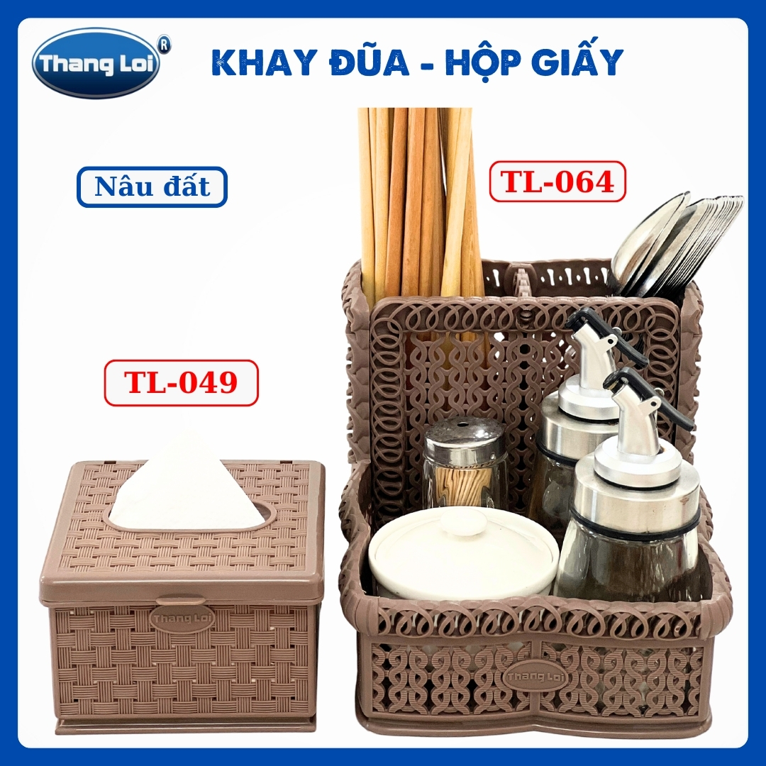 Combo khay đựng đũa nhà hàng quán ăn kèm hộp giấy TL064 - Size Nhí