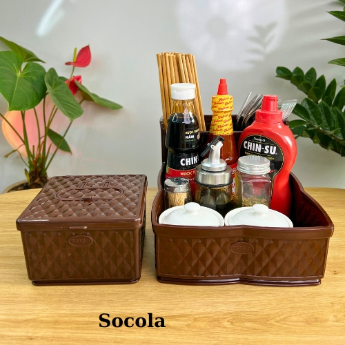Combo khay đựng đũa nhà hàng quán ăn kèm hộp giấy - Size Trung