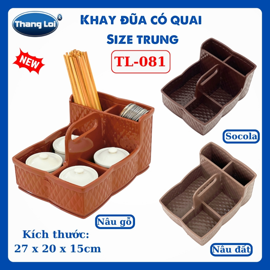Khay Đựng Đũa Muỗng Nhà Hàng Quán Ăn Có Quai Kèm Khay Gia Vị Size Trung TL081
