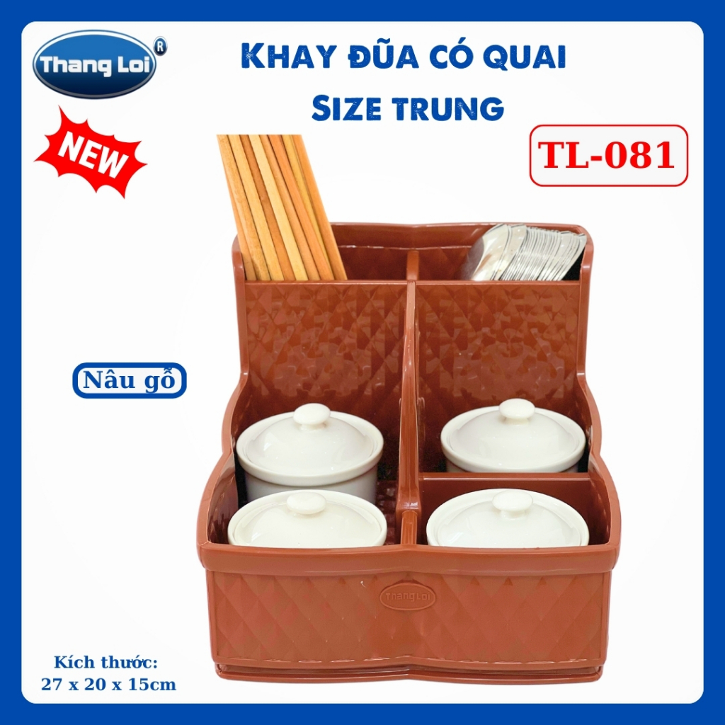 Khay Đựng Đũa Muỗng Nhà Hàng Quán Ăn Có Quai Kèm Khay Gia Vị Size Trung TL081