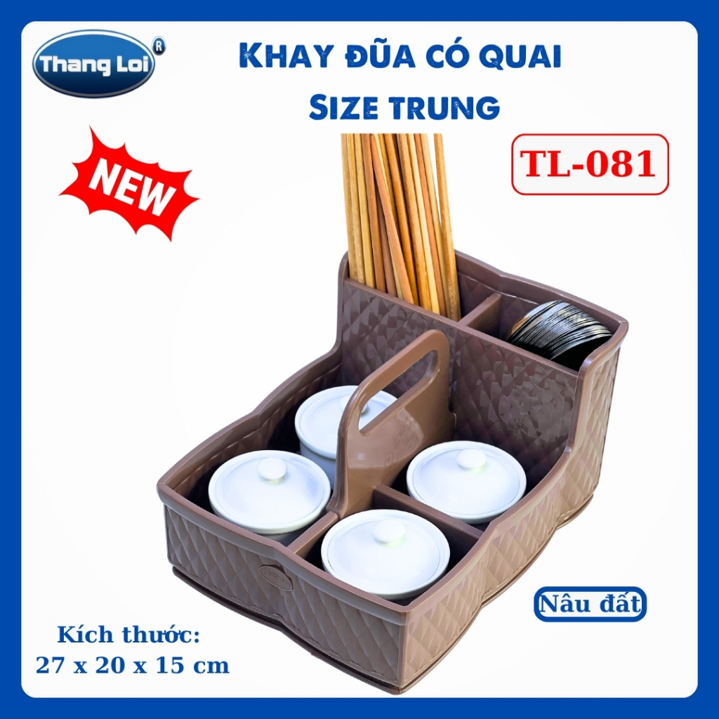 Khay Đựng Đũa Muỗng Nhà Hàng Quán Ăn Có Quai Kèm Khay Gia Vị Size Trung TL081
