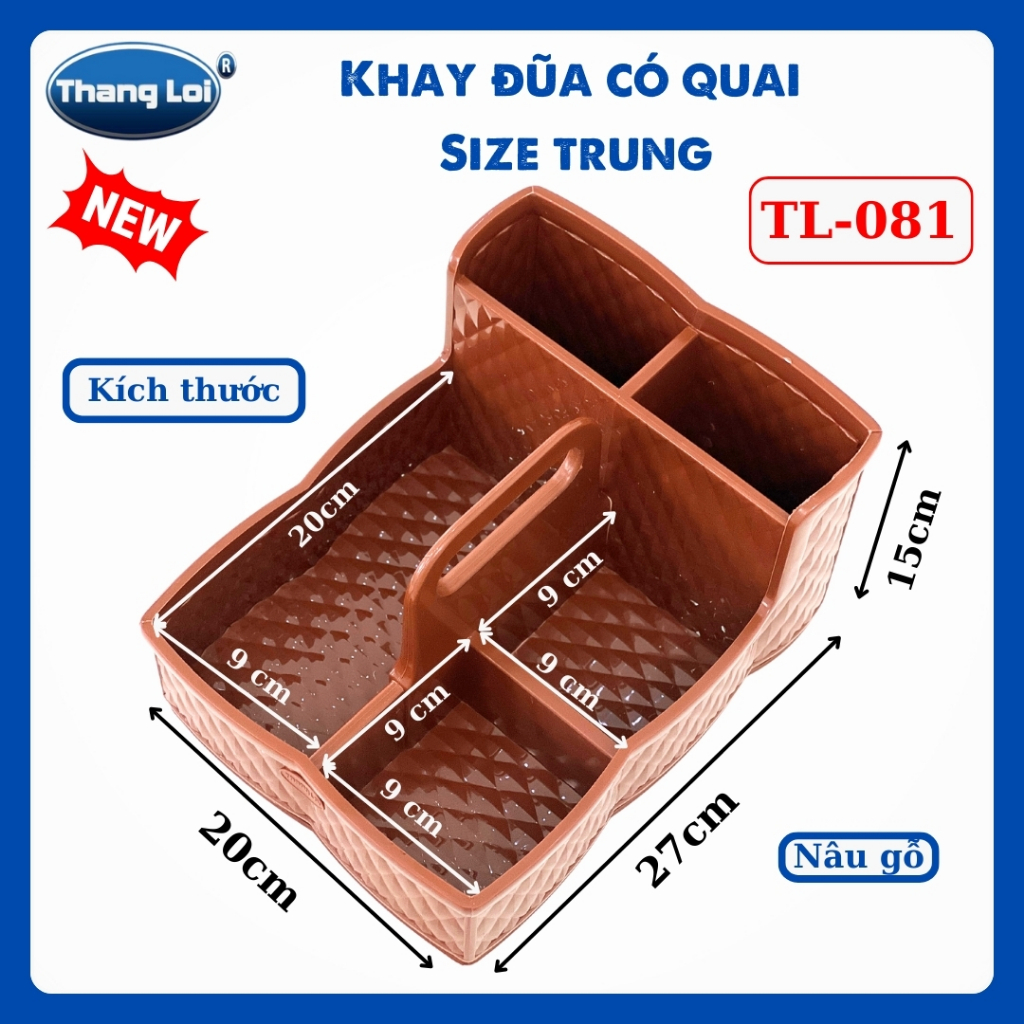 Khay Đựng Đũa Muỗng Nhà Hàng Quán Ăn Có Quai Kèm Khay Gia Vị Size Trung TL081