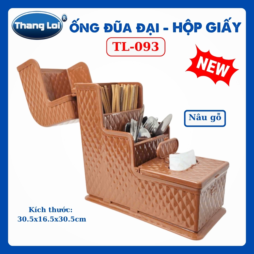 Ống Đũa Đại Kèm Hộp Giấy Ăn Thắng Lợi TL-093 Nhựa Cao Cấp, Hộp Đựng Đũa Có Nắp Để Bàn Ăn