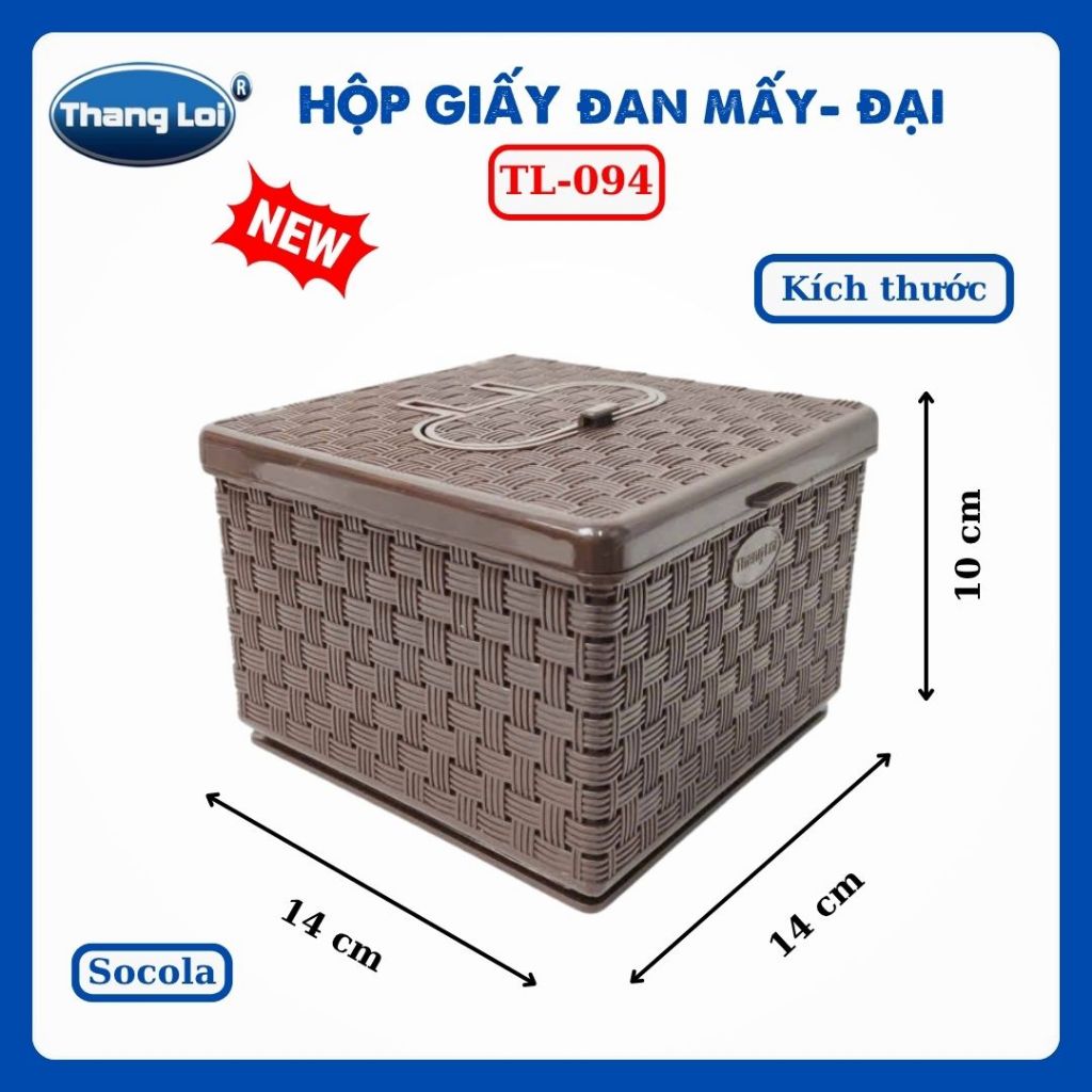 Hộp Đựng Khăn Giấy Vuông Nhựa PP Chính Phẩm Thắng Lợi – Size Đại 14x14x10cm- TL094
