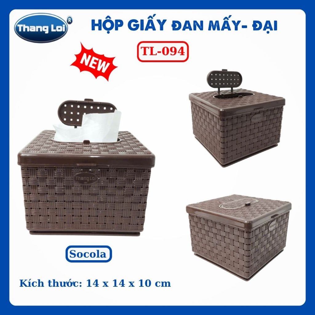 Hộp Đựng Khăn Giấy Vuông Nhựa PP Chính Phẩm Thắng Lợi – Size Đại 14x14x10cm- TL094
