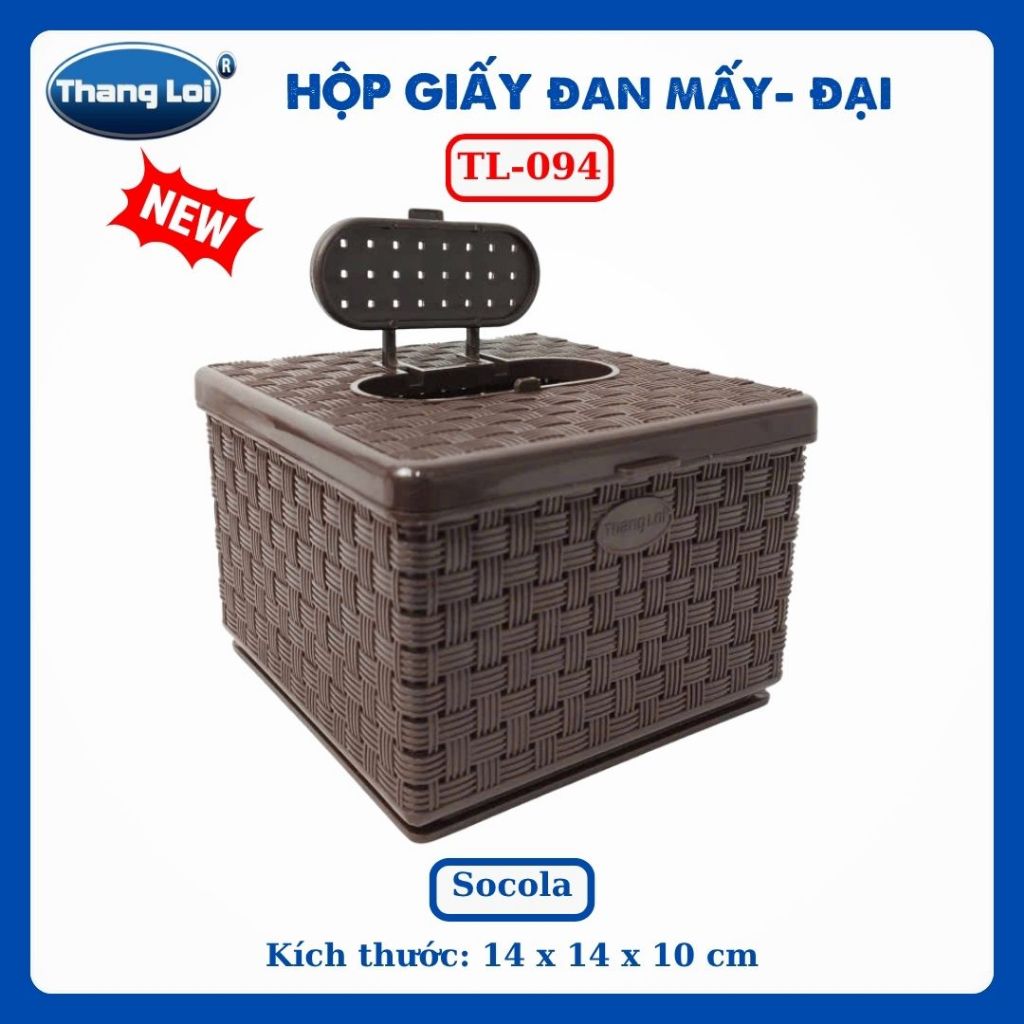 Hộp Đựng Khăn Giấy Vuông Nhựa PP Chính Phẩm Thắng Lợi – Size Đại 14x14x10cm- TL094