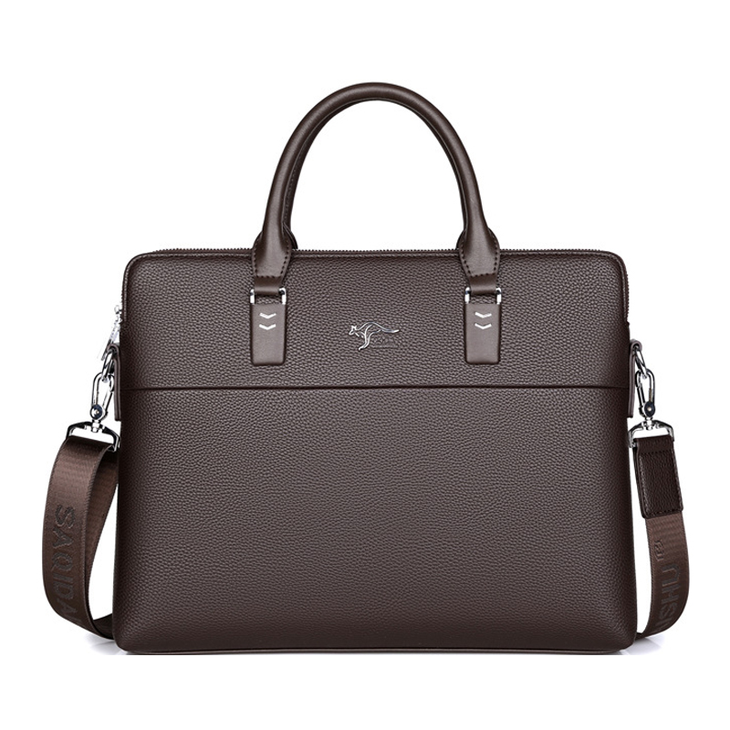 Cặp da công sở đựng Laptop Saqidaishu da vân kèm 2 ngăn kép