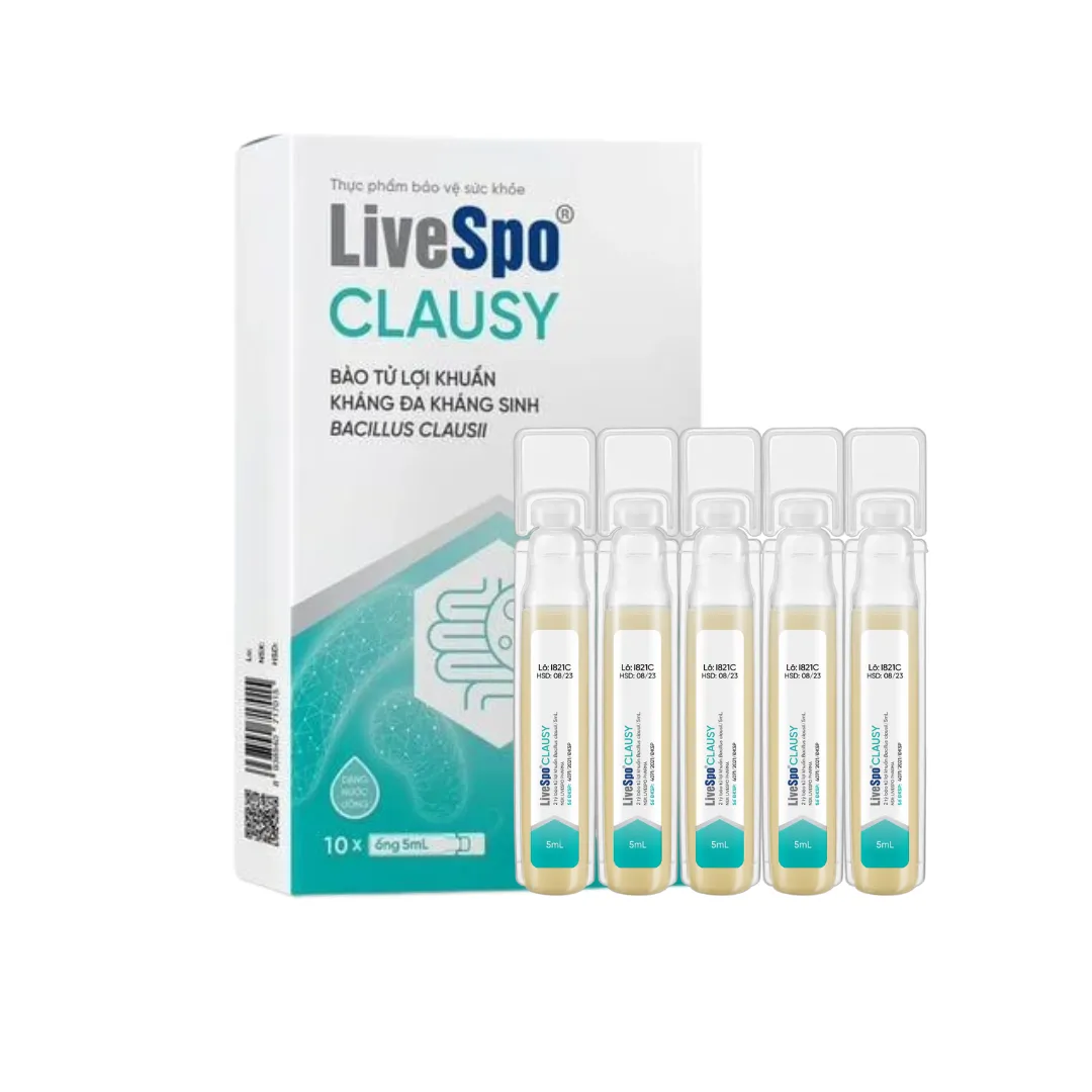 Clausy H/10 ống LIVESPO Lợi khuẩn hỗ trợ giảm triệu chứng rối loạn tiêu hoá