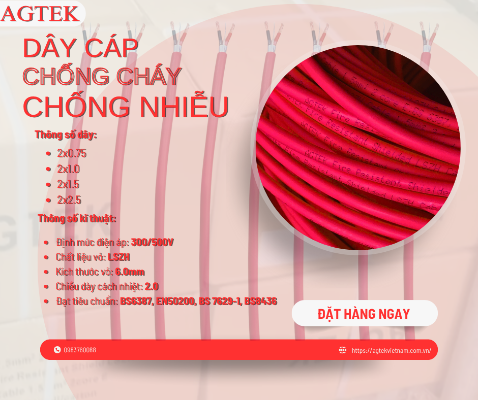 🧯 Công Trình An Toàn Hơn Với Cáp AGTEK – Chống Cháy Hiệu Quả, Chống Nhiễu Tối Ưu!