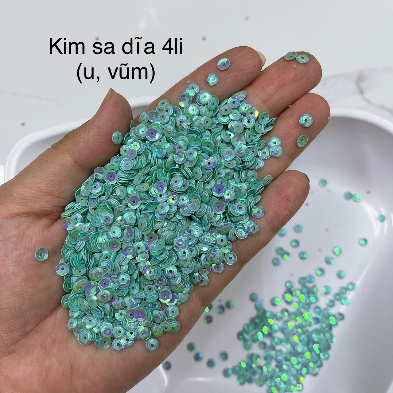 100g kim sa U (dĩa) đủ màu tròn lỗ giữa 4mm đính kết quần áo phụ kiện
