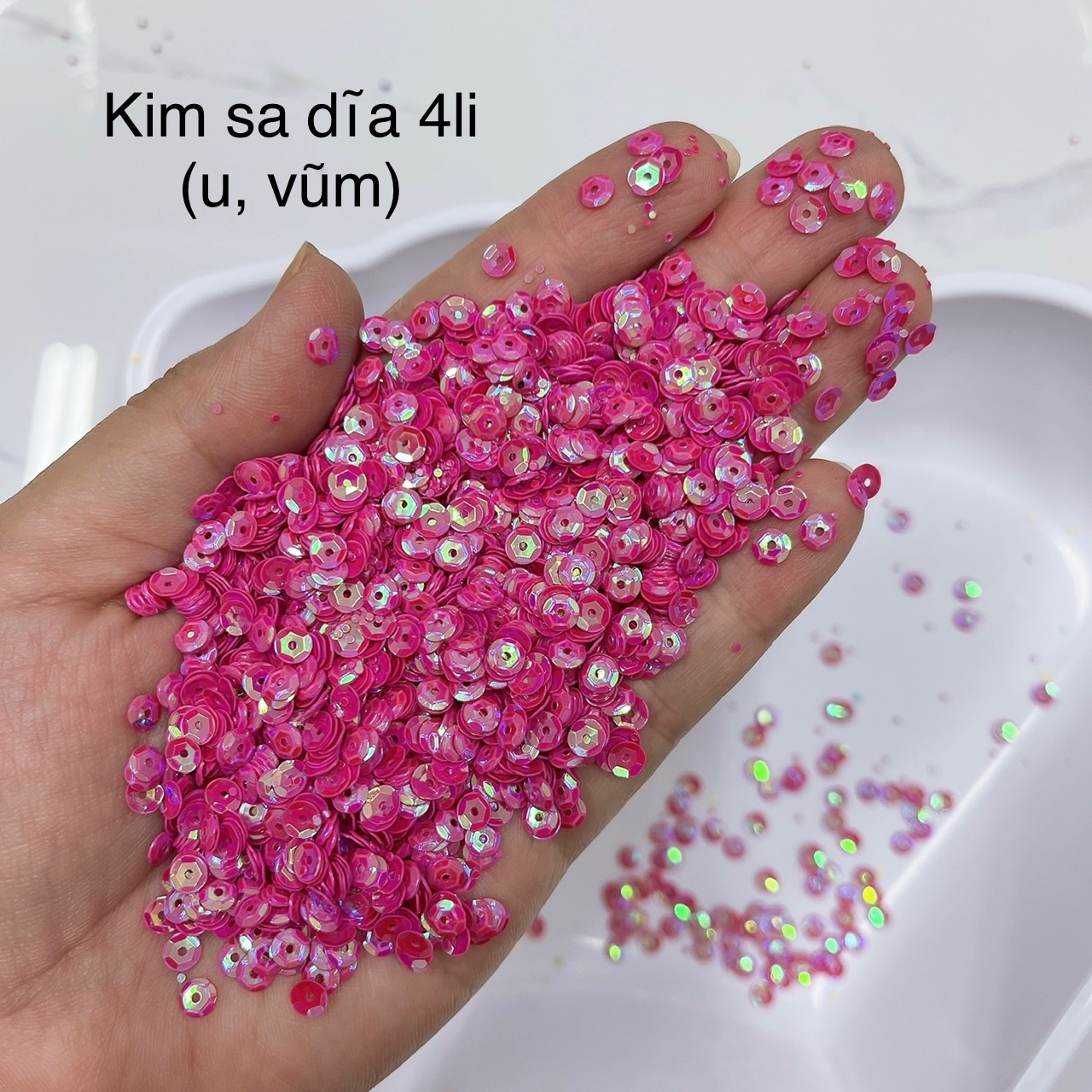 100g kim sa U (dĩa) đủ màu tròn lỗ giữa 4mm đính kết quần áo phụ kiện